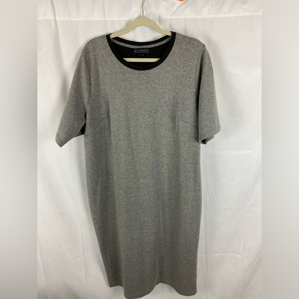 Eloquii ‎ T-Shirt 'Midi Dress Women's Plus Size 24 Grey Short sleeve